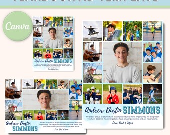 Senior Yearbook Ad Template: Full, Half, Quarter Page (Canva)