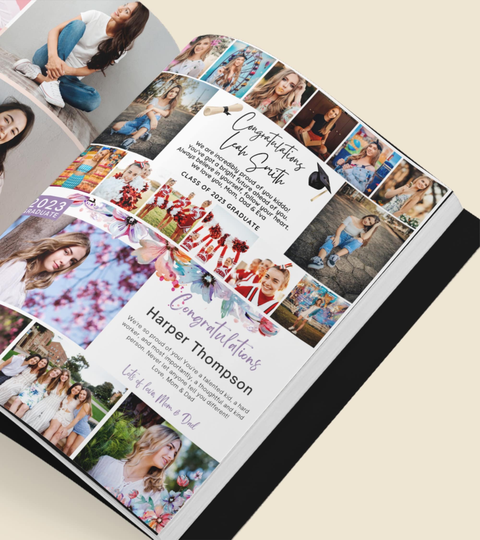 Yearbook Grad Pages. Example Editable Graduation Yearbook Ad Template: Half Page Canva (8.5x5.5 ...