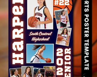 Senior Night Basketball Poster Template: Customizable Canva Design (Digital Download)