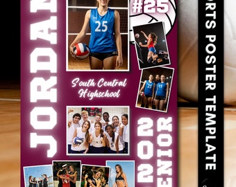 Volleyball Senior Night Poster Template: Customizable Canva Sports Print