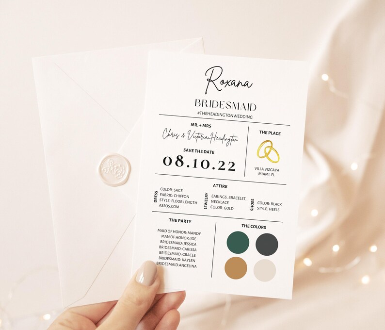  Bridesmaid Info Card Template Canva 