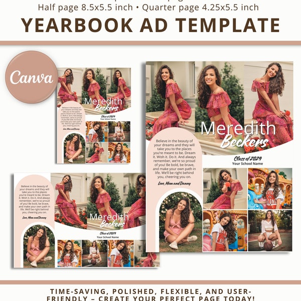 Yearbook Dedication Page Bundle, Yearbook Ad Template Full Page Canva, Yearbook Dedication Half Page Senior, Yearbook Ad Quarter Page