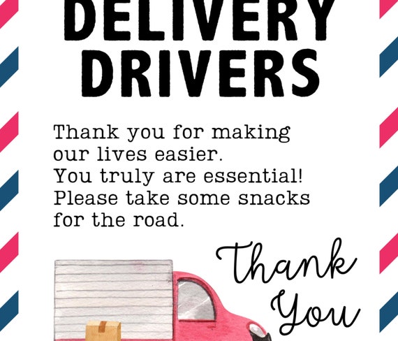 Printable Delivery Driver Mail Carrier Thank You Sign - Etsy