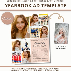 Senior Ad Yearbook Template Canva Graduation Yearbook Ad Custom Yearbook High School Senior Yearbook Ad Senior Yearbook Template Full Page
