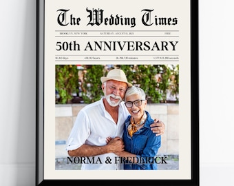 Personalized 50th Anniversary Newspaper Poster (Digital Download)