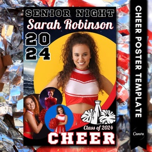 Cheer Senior Night Poster, Cheer Senior Poster Template, 4 Templates 11x14, 18x24, 24x30, 24x36, High School Senior Poster