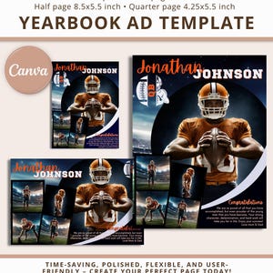 Senior Yearbook Template Football, Senior Yearbook Ad Boy, Yearbook Sports Ad Template, Yearbook Template Full Page Half Page Quarter Page