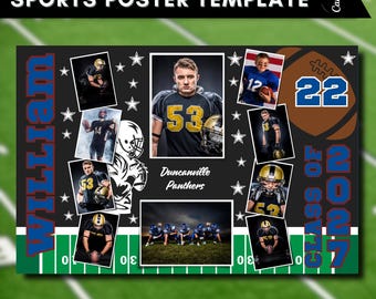 Senior Night Football Poster Template: Customizable Canva Design (Digital Download)