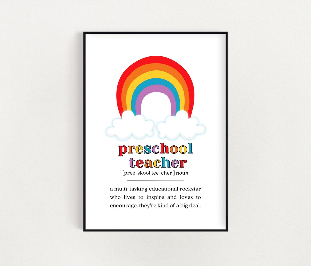 Preschool Teacher Gifts, Rainbow Preschool Teacher Definition Printable