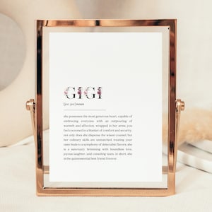 Regalo para abuela Gigi, definición de Gigi, signo de Gigi, anuncio de embarazo para abuelas, regalo para Gigi para el Día de la Madre, descarga instantánea para futuras abuelas.