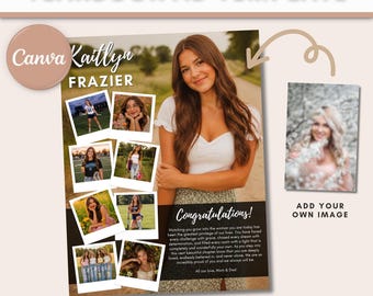 Full Page Senior Yearbook Ad Template Canva, High School Graduation Tribute Layout, Senior Dedication Photo Collage, 8.5x11 9x12 Design