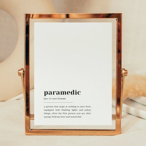 Paramedic Definition Print: First Responder Gift (Digital Download)