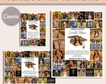 Senior Yearbook Ad Template Canva Full Half Quarter Page, High School Graduation Tribute Layout, Senior Dedication Photo Collage Design