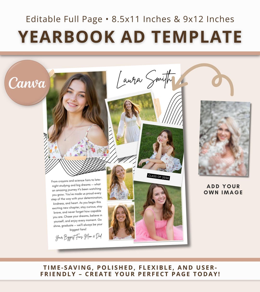 Editable Full Page Graduation Yearbook Ad Template Canva (digital ...
