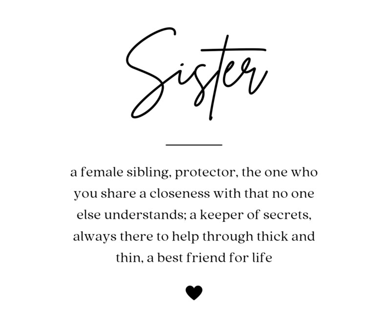 Sister Definition Wall Art Gift for Sister From Sister Etsy