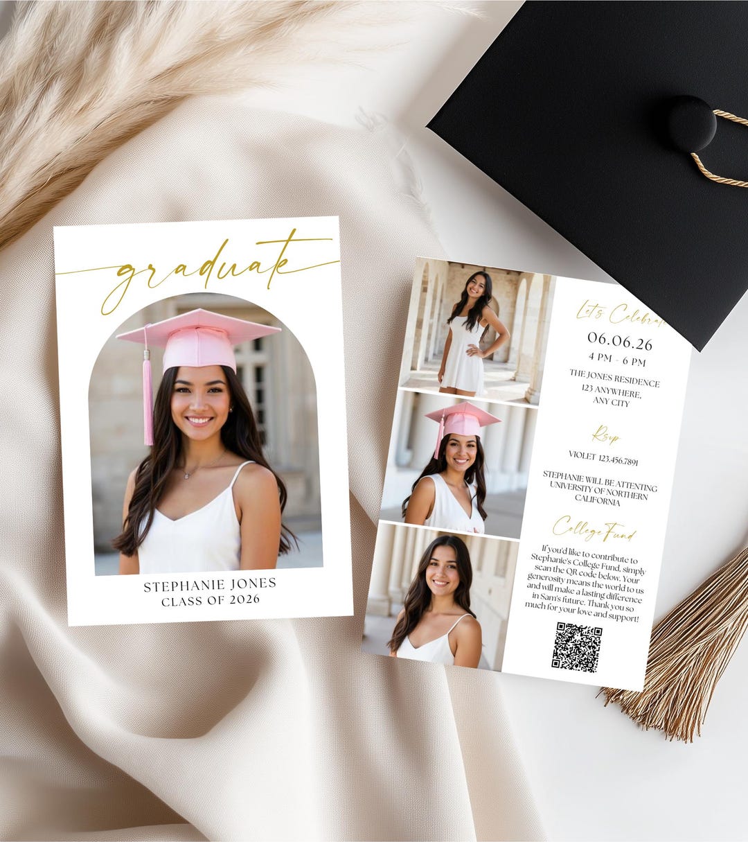 Minimalist Graduation Party Invitation Template, Modern Editable ...