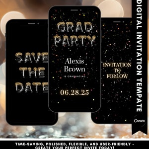 Save The Date Graduation Invite Video Invitation Graduation Video Template Instant Download Save The Date Graduation Template