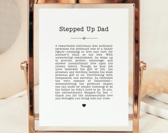 Stepped Up Dad Definition Print, Meaningful Stepdad Gift (Digital Download)