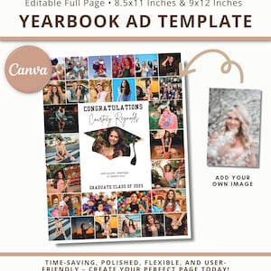 Yearbook Templates, Senior Yearbook Ad, Grad Yearbook Ad, Editable Yearbook Ad, High School Yearbook, 29 Photos, 8.5x11 & 9x12 Template