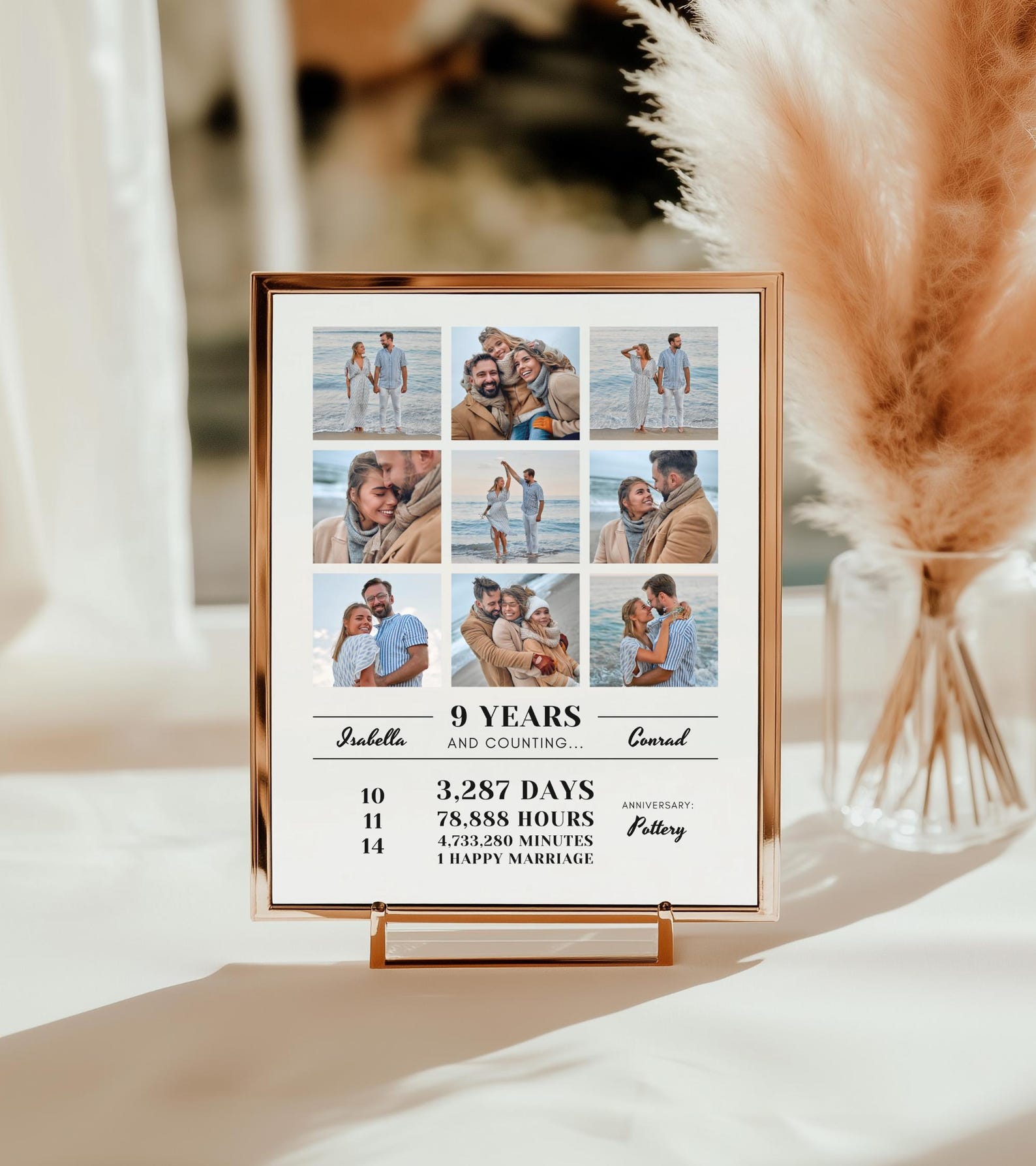 9th Anniversary Photo Collage Gift: Editable Canva Template (digital ...