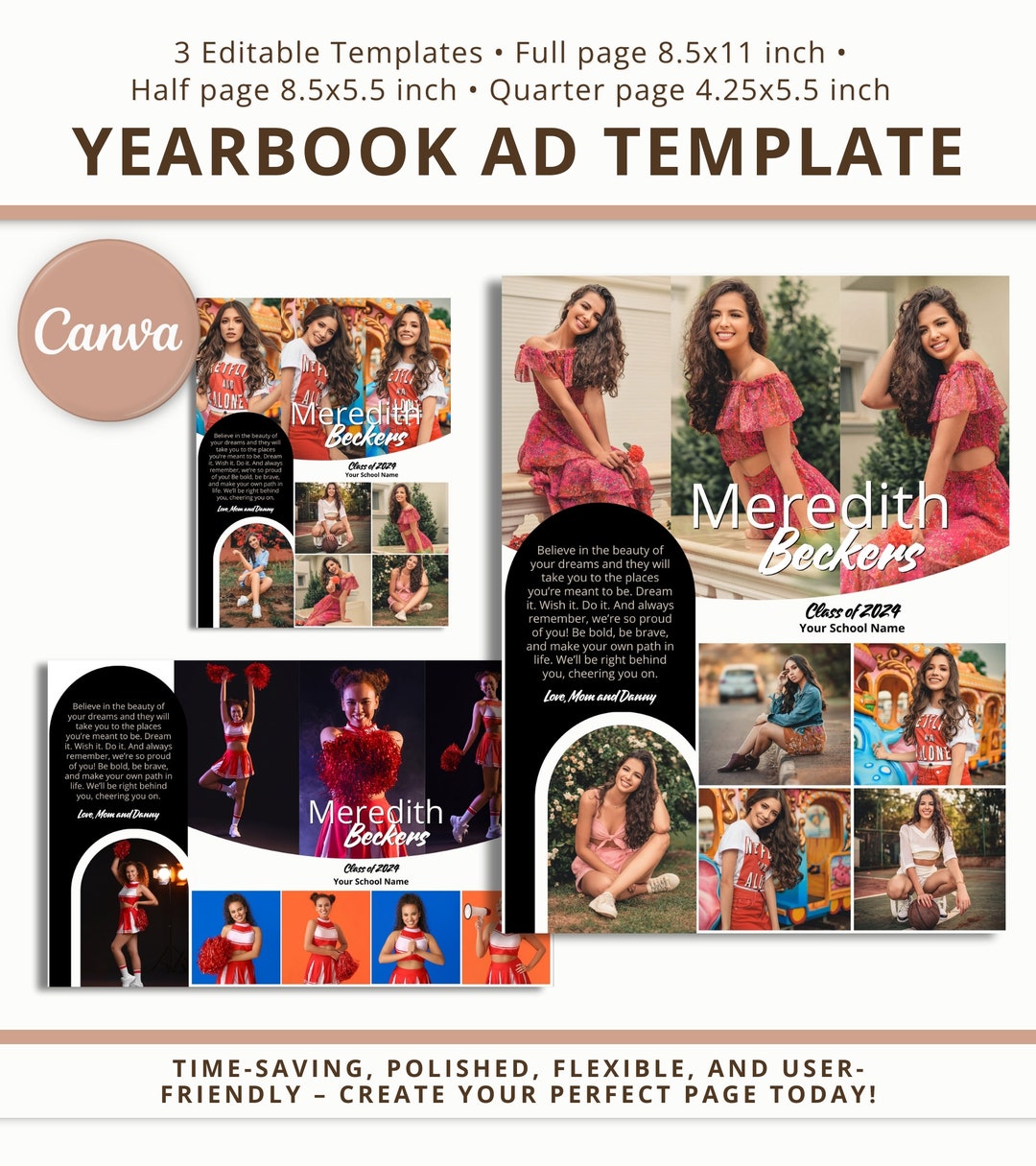 Senior Yearbook Page Template Bundle, Graduation Yearbook Template