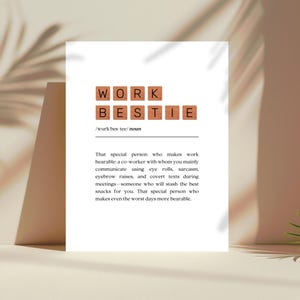 Meilleure amie au travail à imprimer, définition de la meilleure amie au travail, départ de la meilleure amie au travail, signe de la meilleure amie au travail, cadeau d'anniversaire pour une meilleure amie au travail, cadeau pour un collègue, nouvel emploi