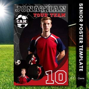 Soccer Poster Template, Sports Poster Template Soccer, 4 Templates 11x14, 18x24, 24x30, 24x36, Senior Poster For Soccer