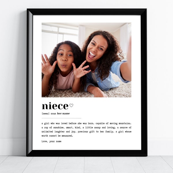 Niece Definition Print, Niece Gift From Aunt, Meaningful Gift For Niece, Gifts For Nieces From Aunt And Uncle, Sentimental Gifts For Niece