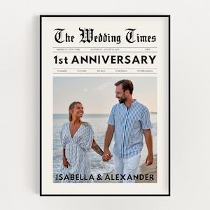 One Year Anniversary Newspaper, Personalized 1st Anniversary Newspaper, Editable Anniversary Newspaper, Anniversary Newspaper Canva