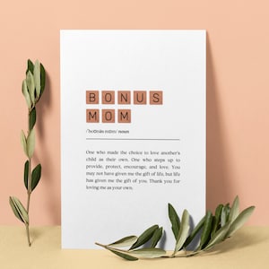 Presente para Mãe Bônus, Definição de Mãe Bônus, Presente para Mãe Bônus, Imprimível para Mãe Bônus, Sogra para Mãe Bônus, Definição de Arte de Parede para Download