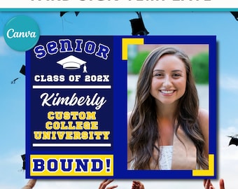 College Bound Yard Sign Graduation Yard Sign Canva Template 2024 Graduation Photo Yard Sign Class Of 2024 College Bound Yard Sign With Photo