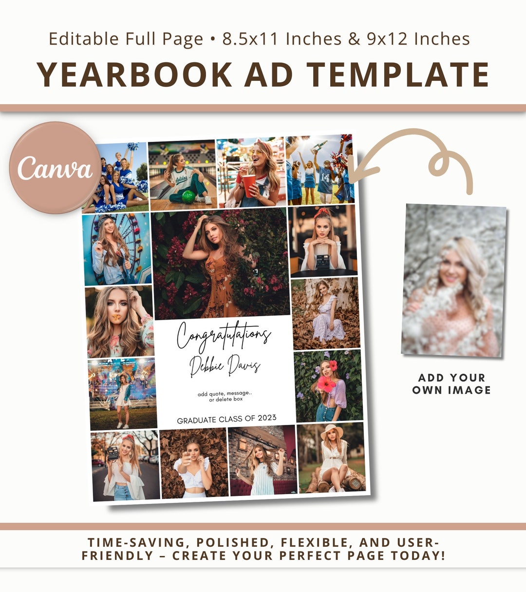 Yearbook Ad Templates Full Page Canva, 8.5x11 and 9x12 Inch, 15 Photos Yearbook Ad Templates Full Page Canva, 8.5x11 and 9x12 Inch, 15 Photos