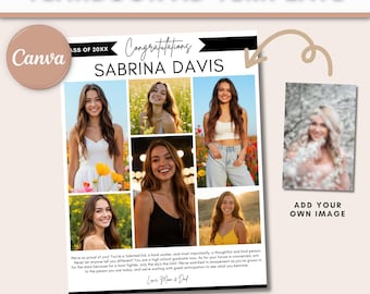 Senior Yearbook Ad Template: Full Page Photo Collage (Canva, Digital Download)