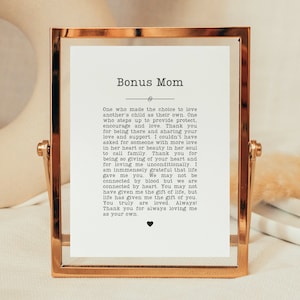 Stiefmoeder cadeau, bonus moeder cadeau, cadeaus voor bonus moeder, cadeau voor tweede moeder, stiefmoeder cadeau, stiefmoeder aanwezig, bonus moeder print digitale download