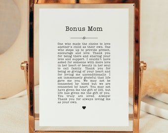 Step Mom Gift, Bonus Mom Gift, Gifts for Bonus Mom, Gift For Second Mom, Step Mother Gift, Stepmom Present, Bonus Mum Print Digital Download