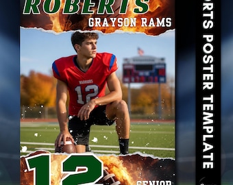 Senior Night Football Poster Template: Customizable Canva Sports Print (Digital Download)