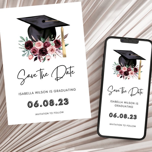 Save The Date Evite Burgundy And Pink Save The Date Template For Graduation Save The Date Template Download Save The Date Graduation