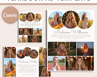Graduation Yearbook Ad Template: Canva Editable Layout (Digital Download)