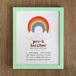 Regalo di ringraziamento per l'insegnante della scuola materna, Download digitale per la scuola materna, Definizione di insegnante della scuola materna arcobaleno, Regalo di fine anno per l'insegnante della scuola materna Cartello per l'insegnante della scuola materna
