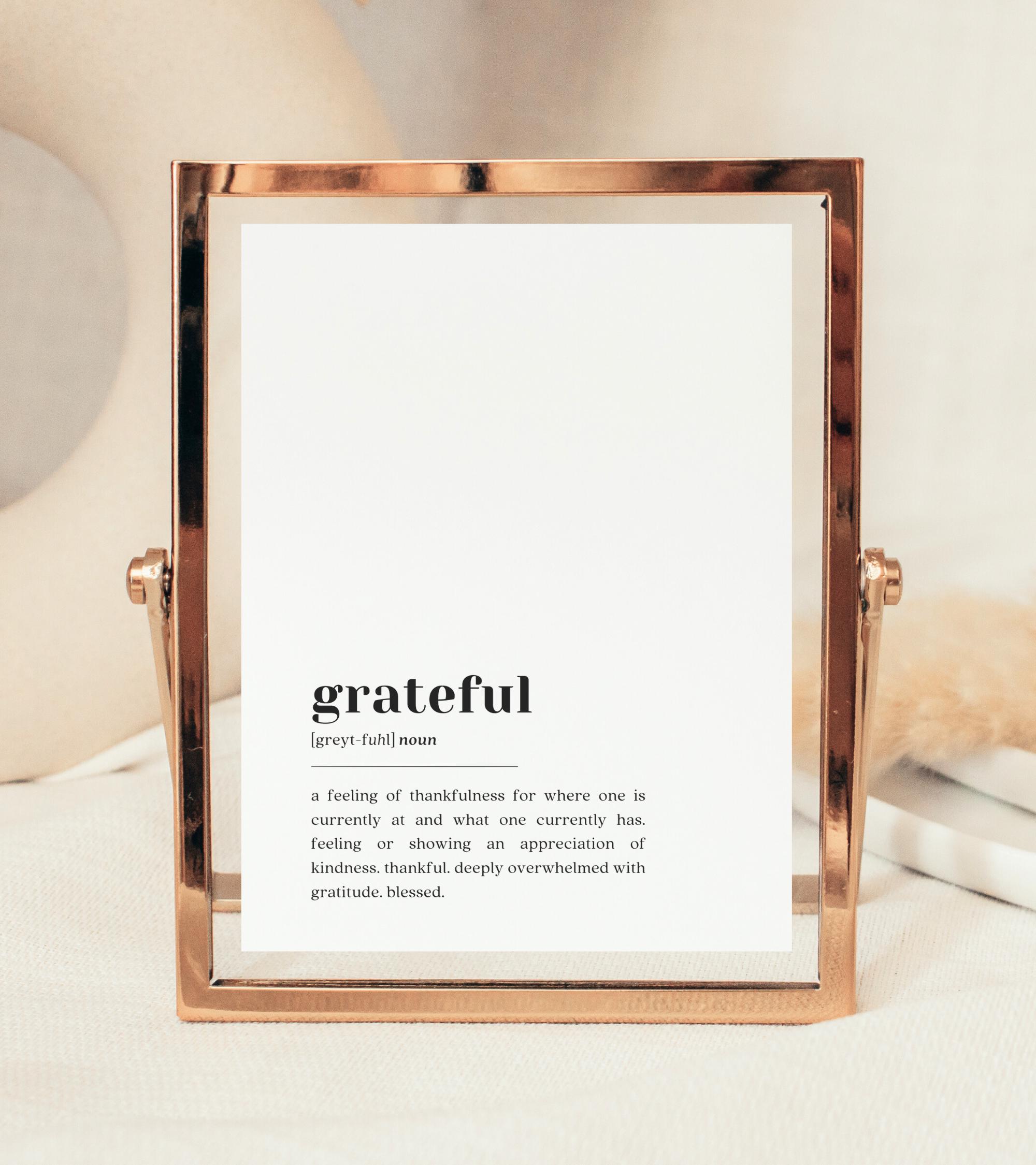 Grateful Definition Print, Inspirational Wall Art (digital