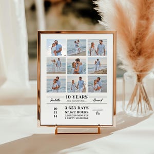 Personalized Photo Collage Template For 10 Years Anniversary, Ten Year Wedding Anniversary Gift, 10 Year Wedding Anniversary For Husband