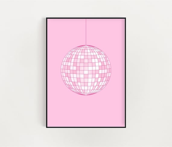 Disco Ball Wall Art, Pink Wall Art Trendy Retro, Trendy Disco Art, Pink  Aesthetic Room Decor, Dorm Room Decor, Disco Ball Poster 