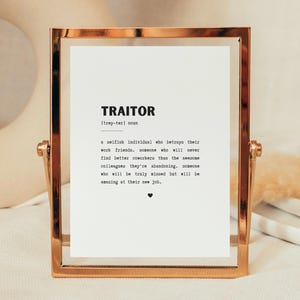 Coworker Leaving Gift Funny, Traitor Print, Coworker Leaving Gift Men, Gift For Coworker Leaving Job, Farewell Gift, Coworker Leaving Gifts