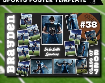 Football Senior Sports Poster Template: Custom Photo Collage (Digital Download)