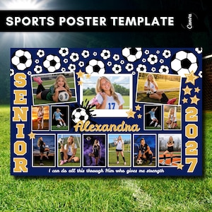 Senior Night Soccer Poster Template: Horizontal Customizable Canva Banner (Digital Download)