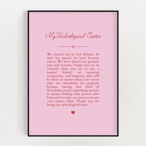 Unbiological Sister Gift, Best Friend Gift, Soul Sister Poem Instant Download, Gift for Best Friend, Bonus Sister, Step Sister Gift