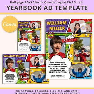 Yearbook Ad Elementary School, Yearbook Ad Template Boy, Elementary Yearbook Ad Boy, Superhero Yearbook Page Template, Pre-School Ad Page