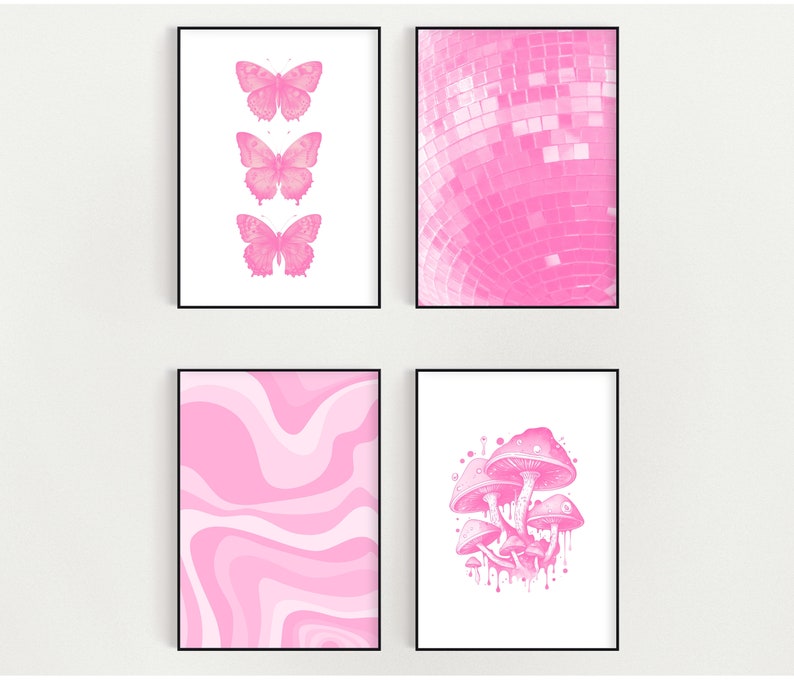 Preppy Wall Art Preppy Printable Butterflies Mushroom - Etsy