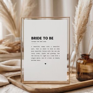 Bride To Be Definition Print: Engagement Gift (Digital Download)