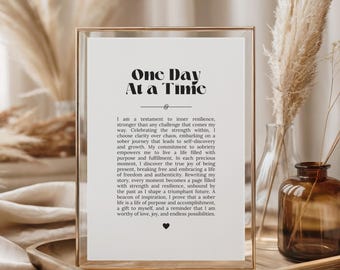 Sober Affirmation Print Instant Download, Sobriety Recovery Gift for Men Women, Mental Health Wall Art, Printable Encouragement Quote Poster